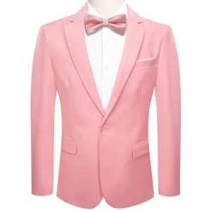 Hi-Tie Blazer LightCoral Pink Men's Wedding Business Solid Top Men Suit