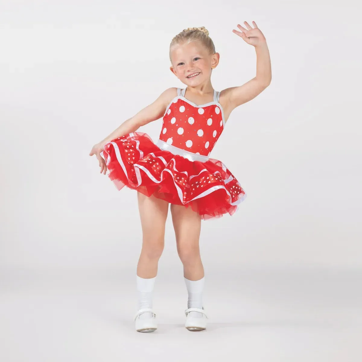 1st Position Spotted Peplum Tutu with Ribbon Trim