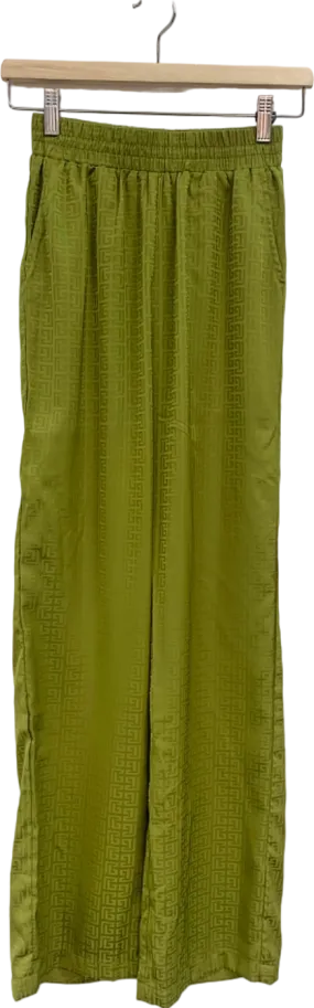 4TH Reckless Green Jacquard Wide Leg Trousers UK 6