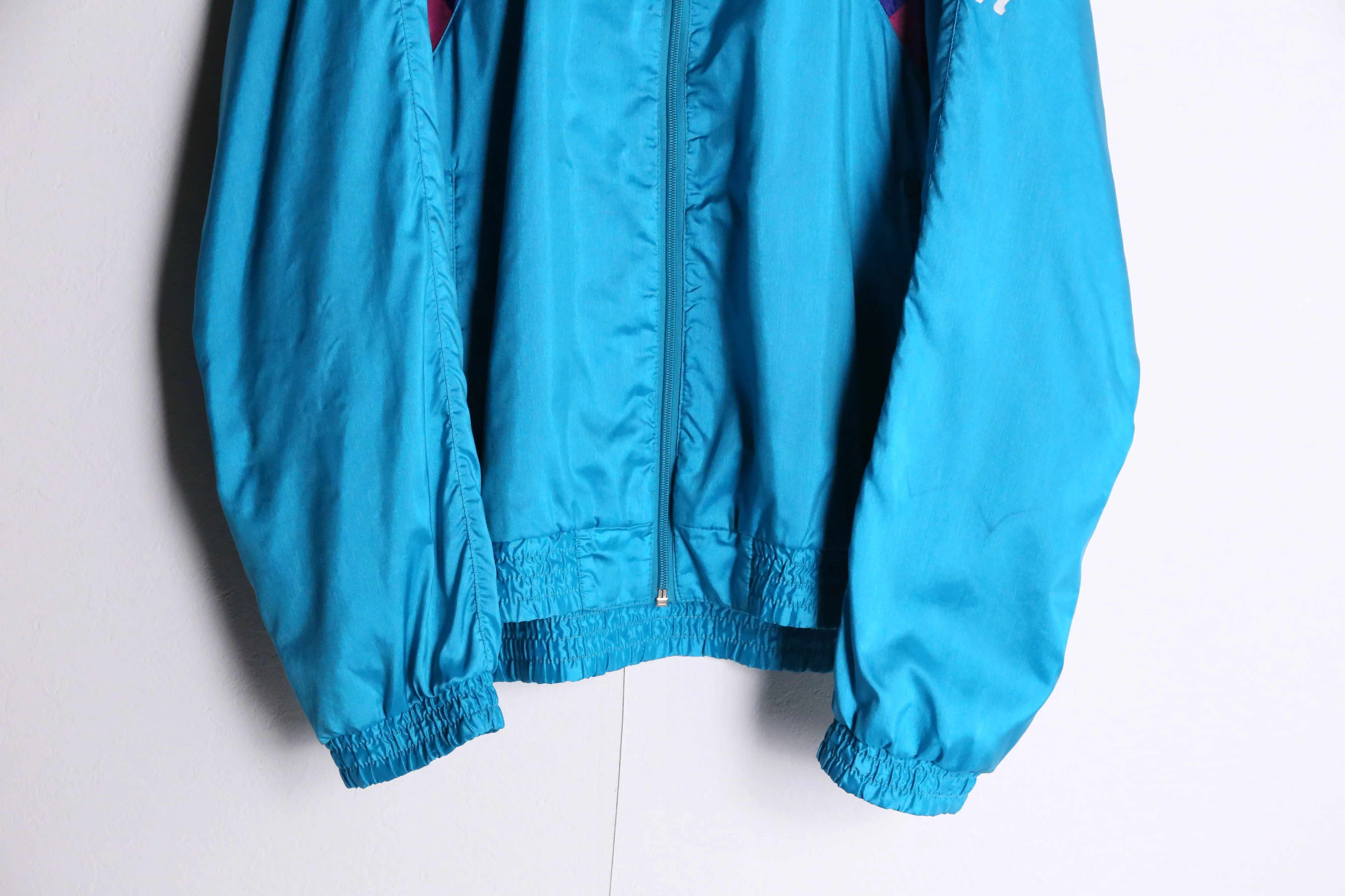 90's "adidas" blue nylon track jacket