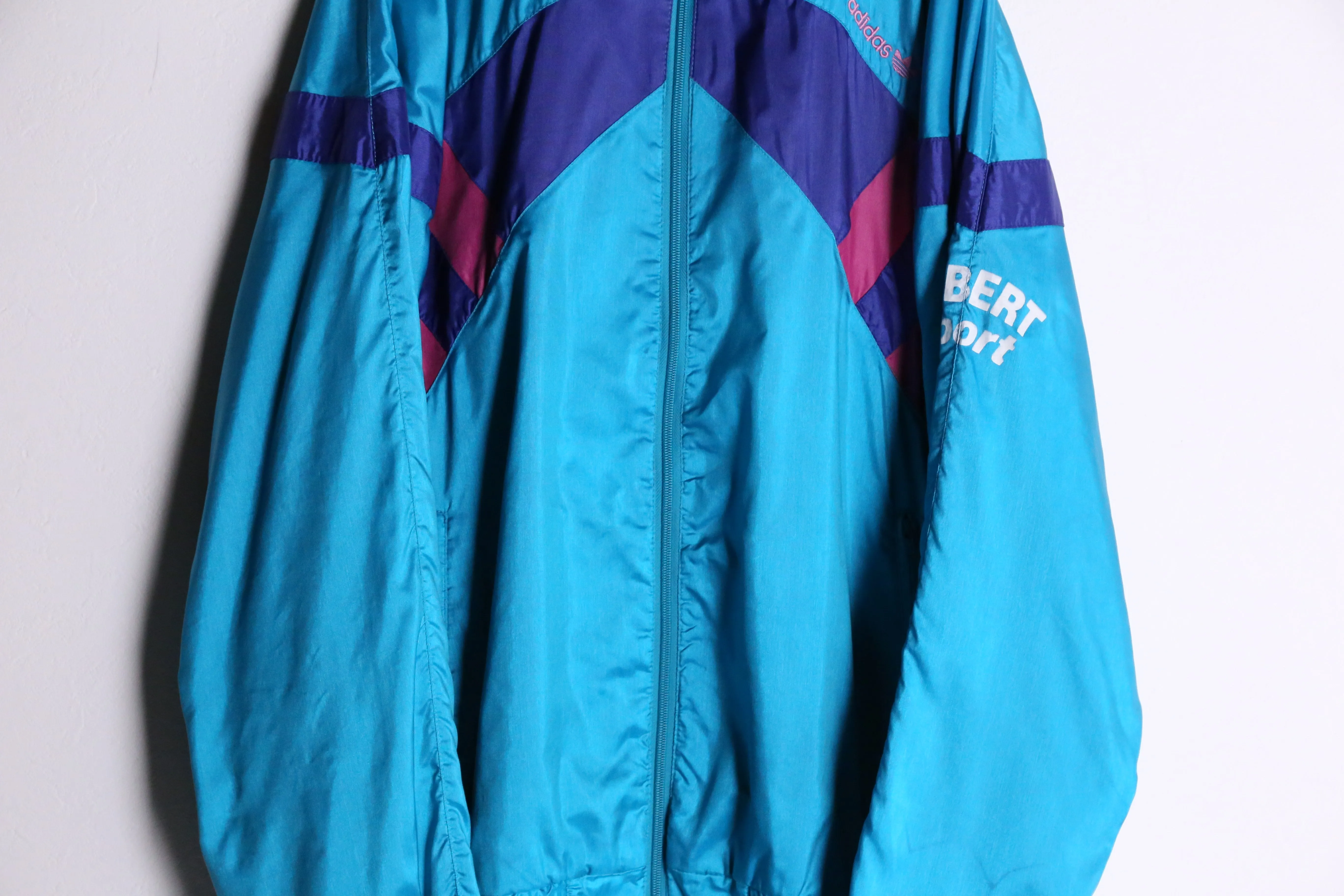 90's "adidas" blue nylon track jacket