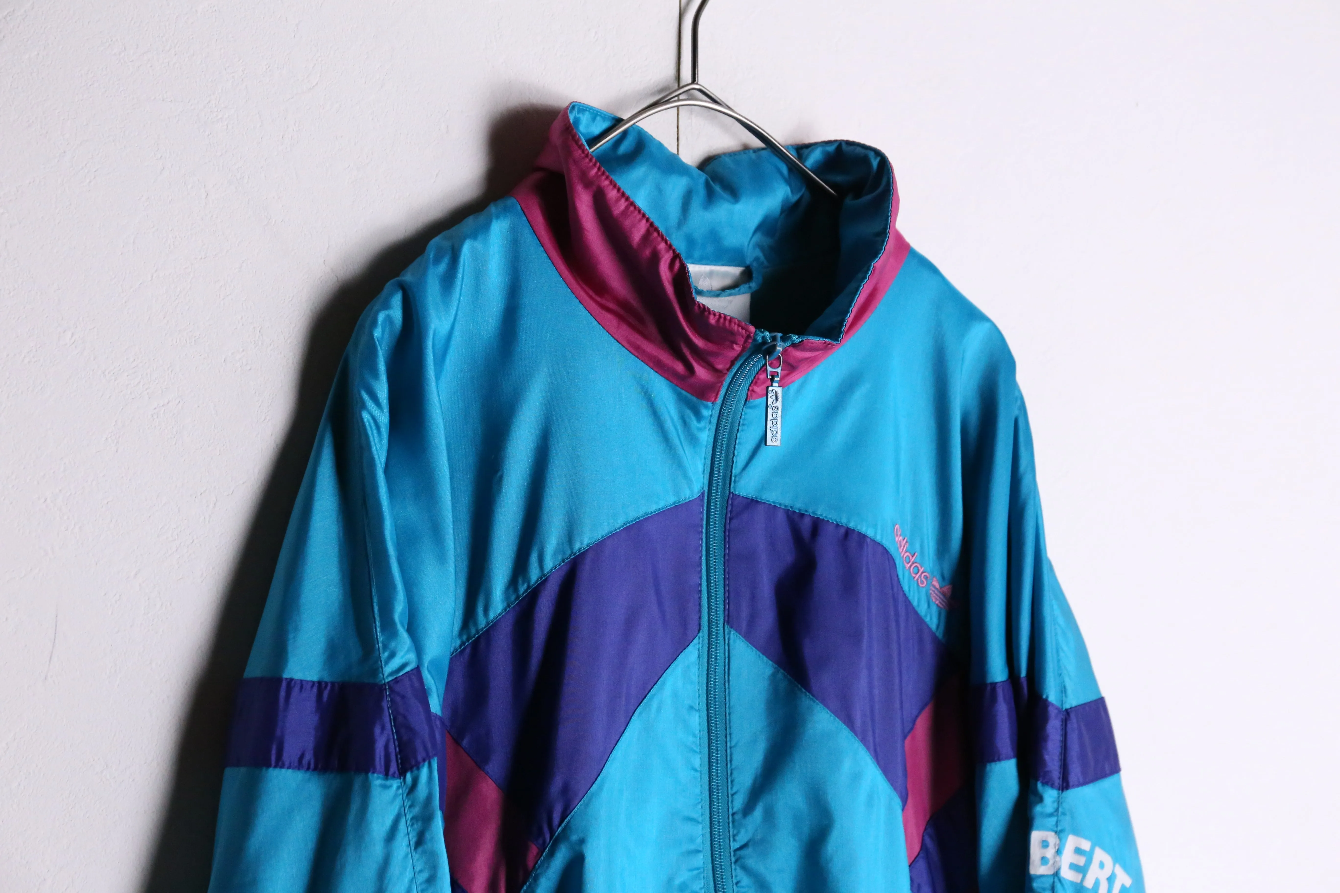 90's "adidas" blue nylon track jacket