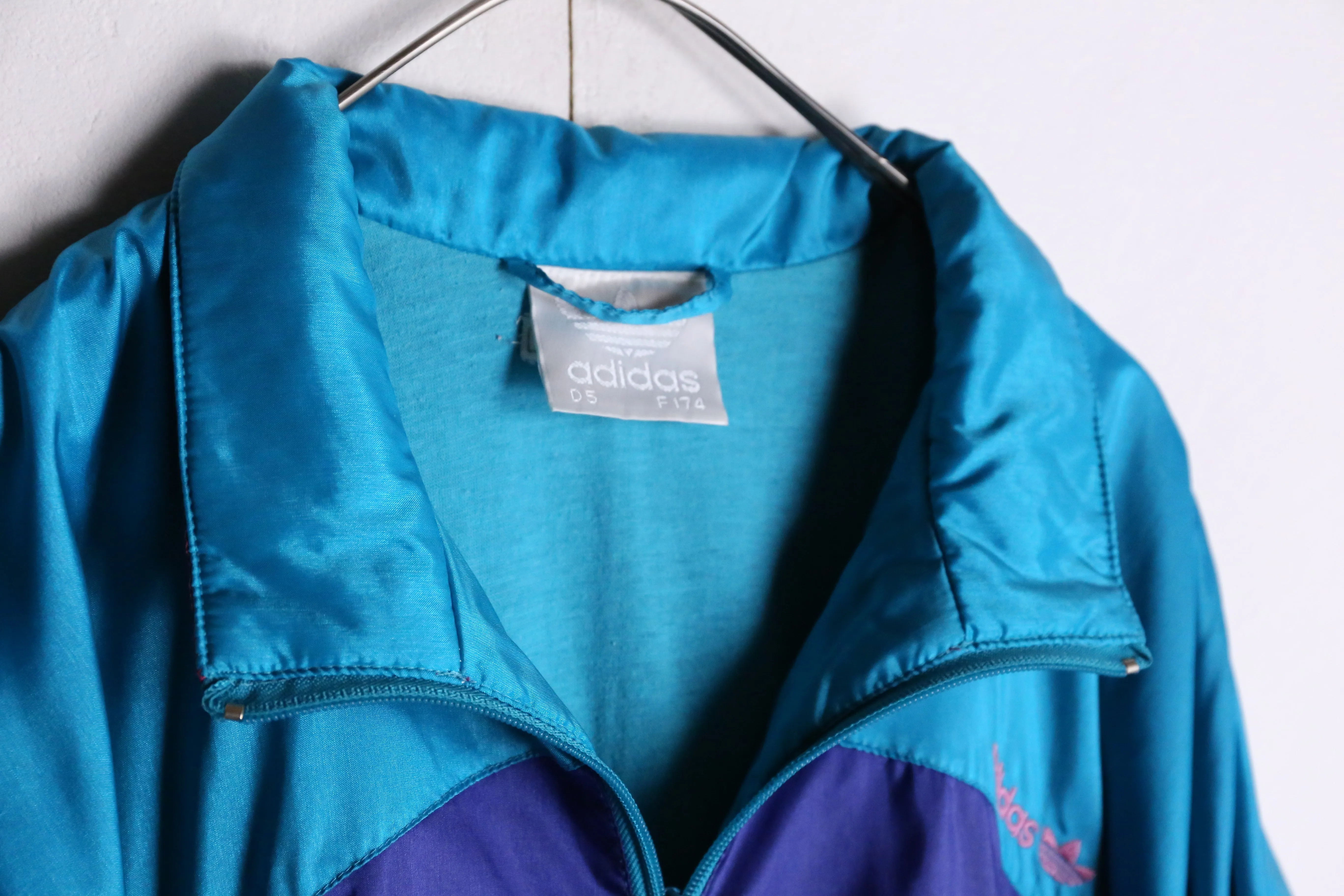 90's "adidas" blue nylon track jacket