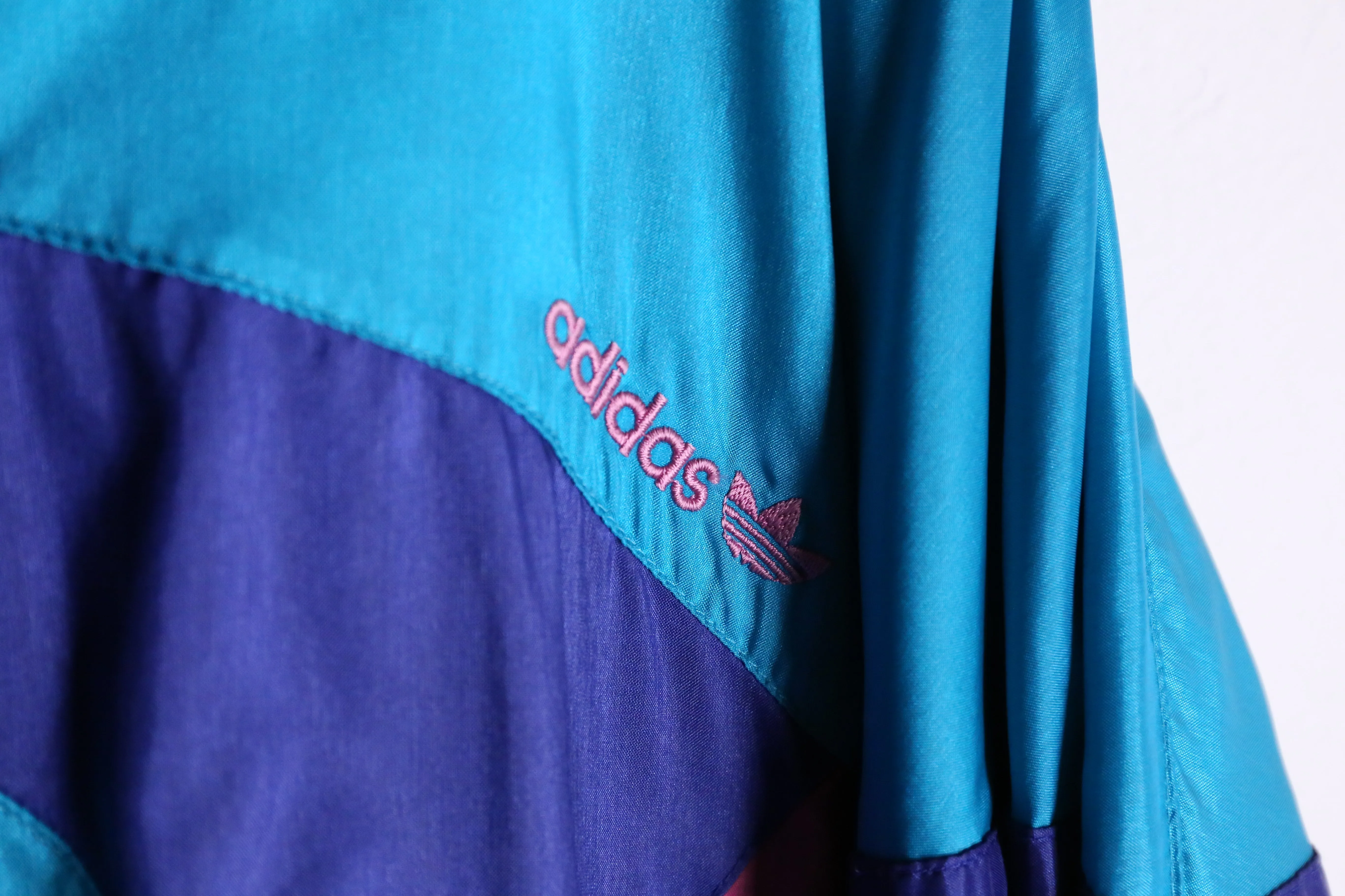 90's "adidas" blue nylon track jacket