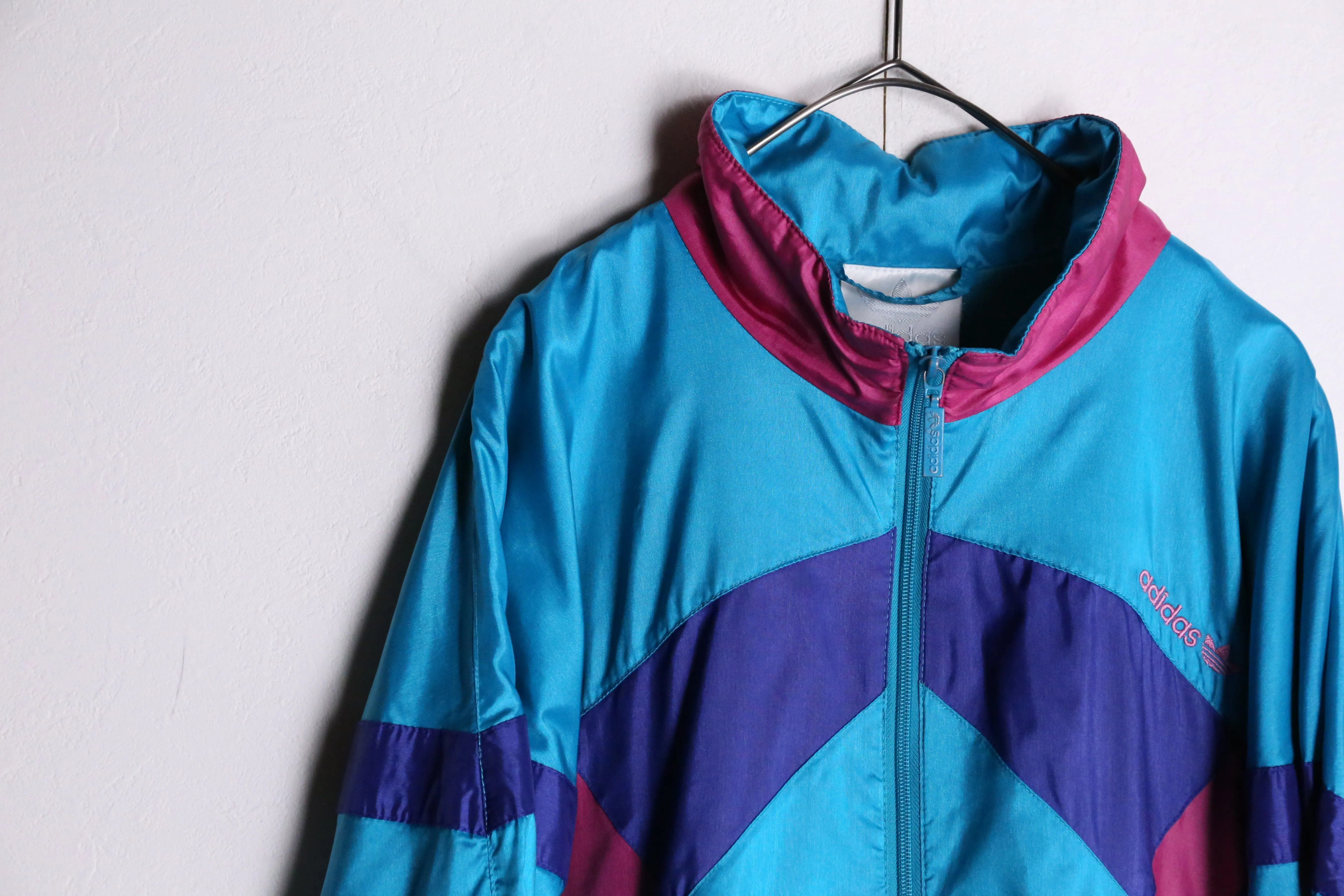 90's "adidas" blue nylon track jacket