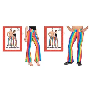 Adult Deluxe Rainbow Stripe Flare Pants Unisex