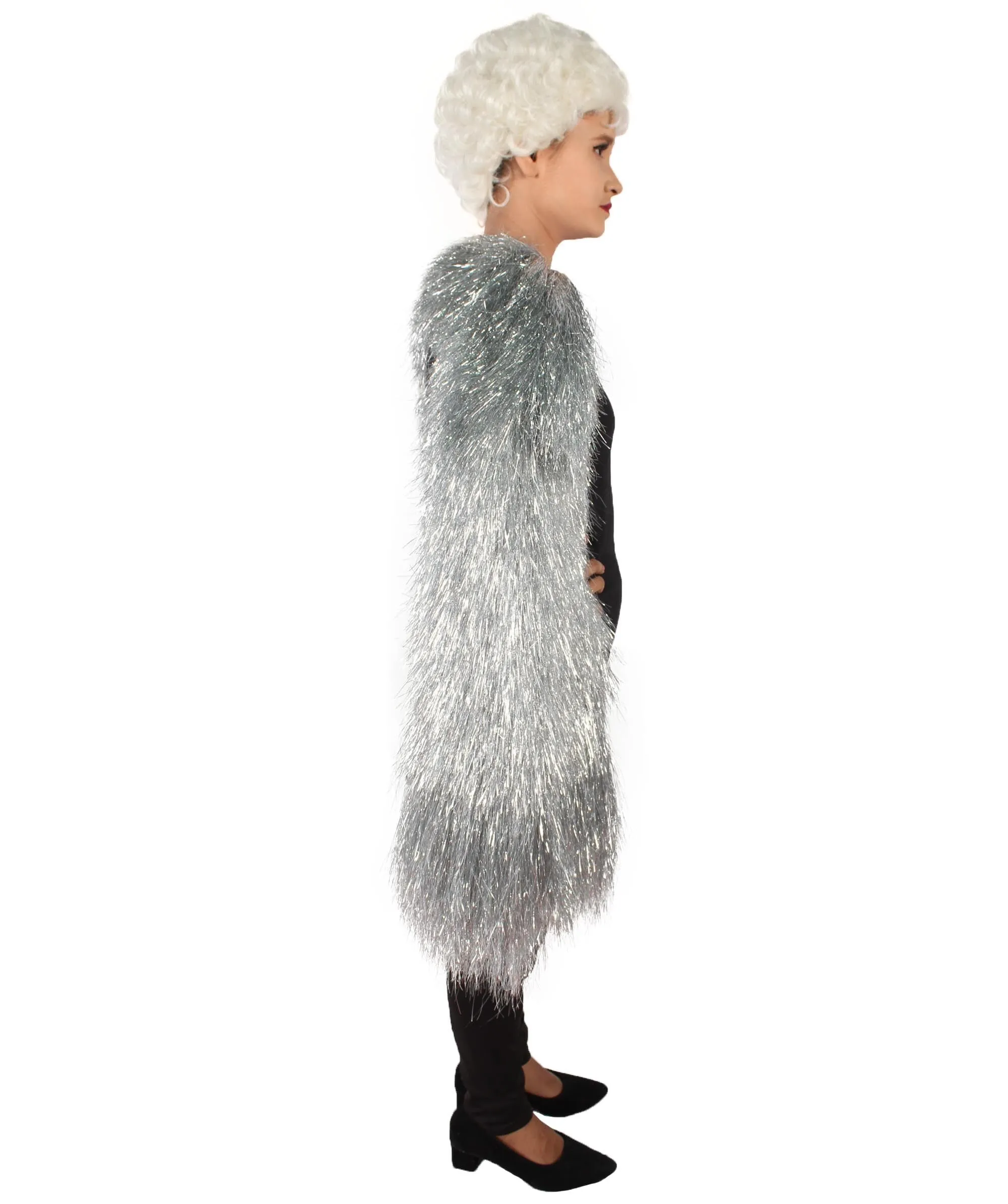 Adult Unisex Silver Holographic Tinsel Party Costume| Extra Long Dense Thin Tinsel Jacket| Festival Ready| Flame-retardant Synthetic Materials