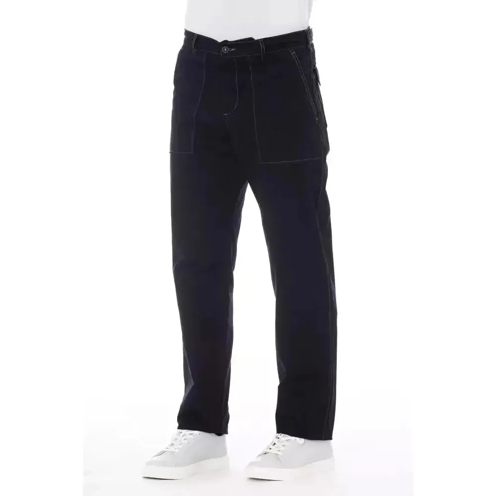 Alpha Studio Blue Cotton Men Pants