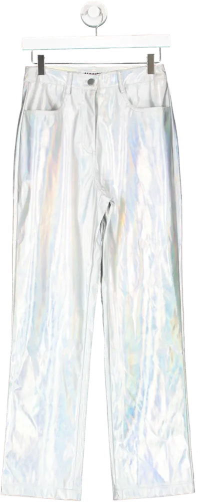 AMYLYNN Space Holographic Metallic Trousers UK XS