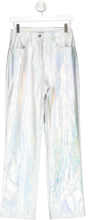 AMYLYNN Space Holographic Metallic Trousers UK XS