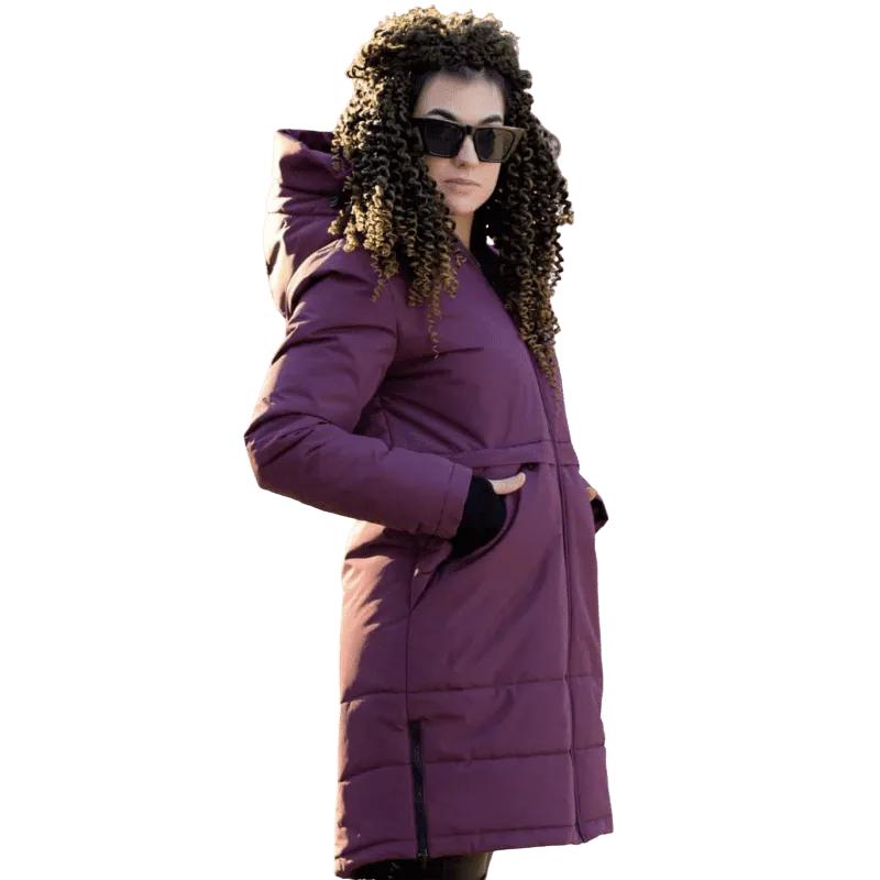 Angel Wings Babywearing Long Coat Burgundy