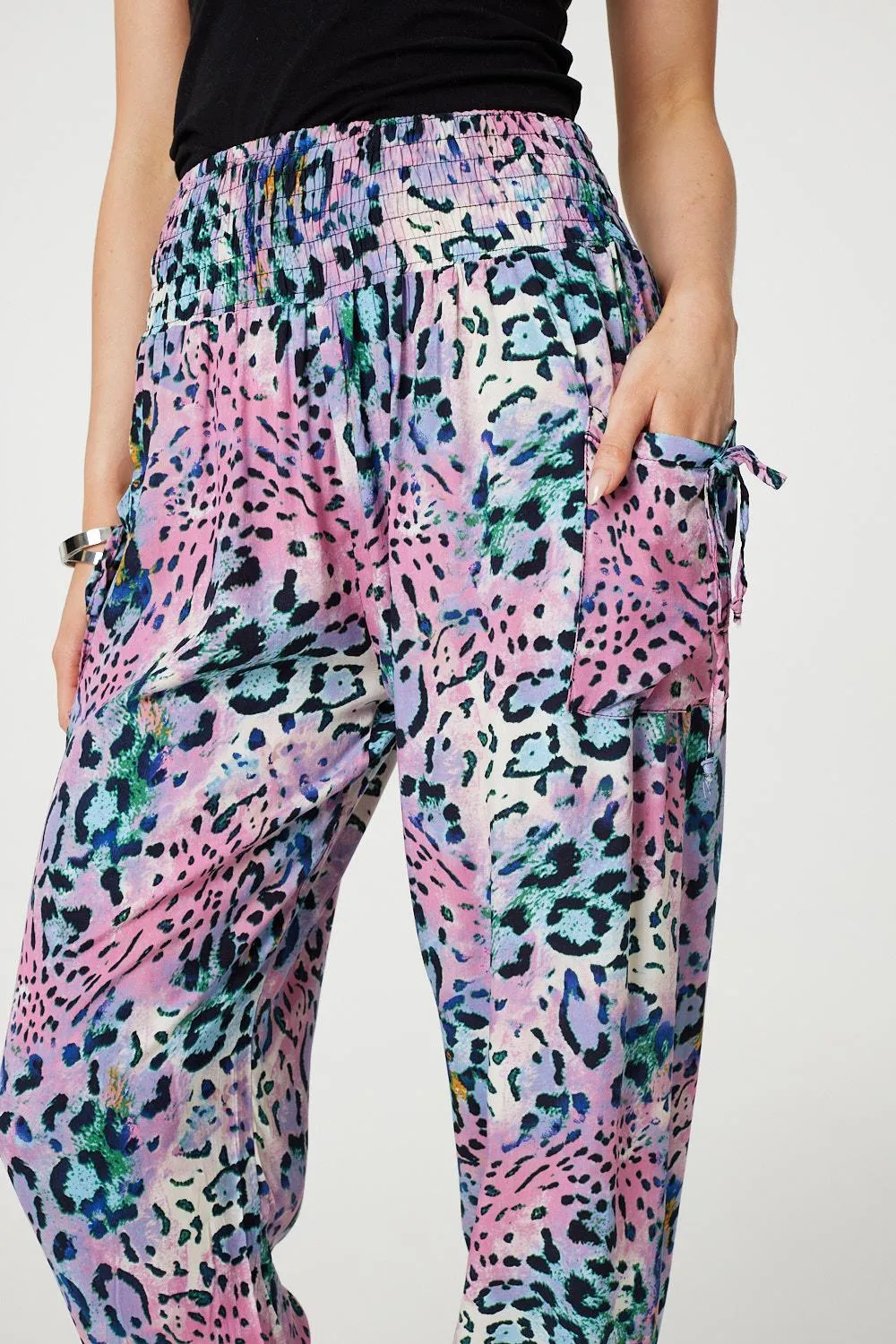 Animal Print High Waist Harem Pants