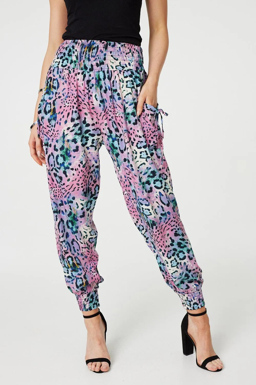 Animal Print High Waist Harem Pants