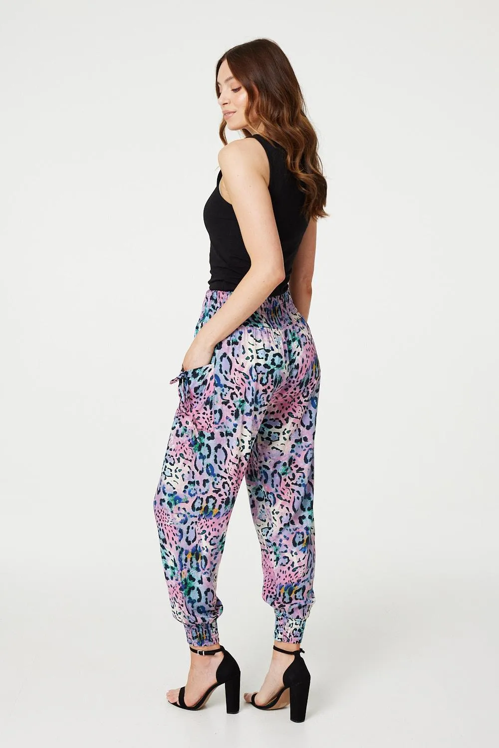 Animal Print High Waist Harem Pants