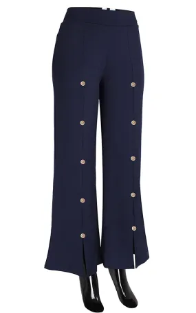 AO1140 Navy Front Button Palazzo Pants