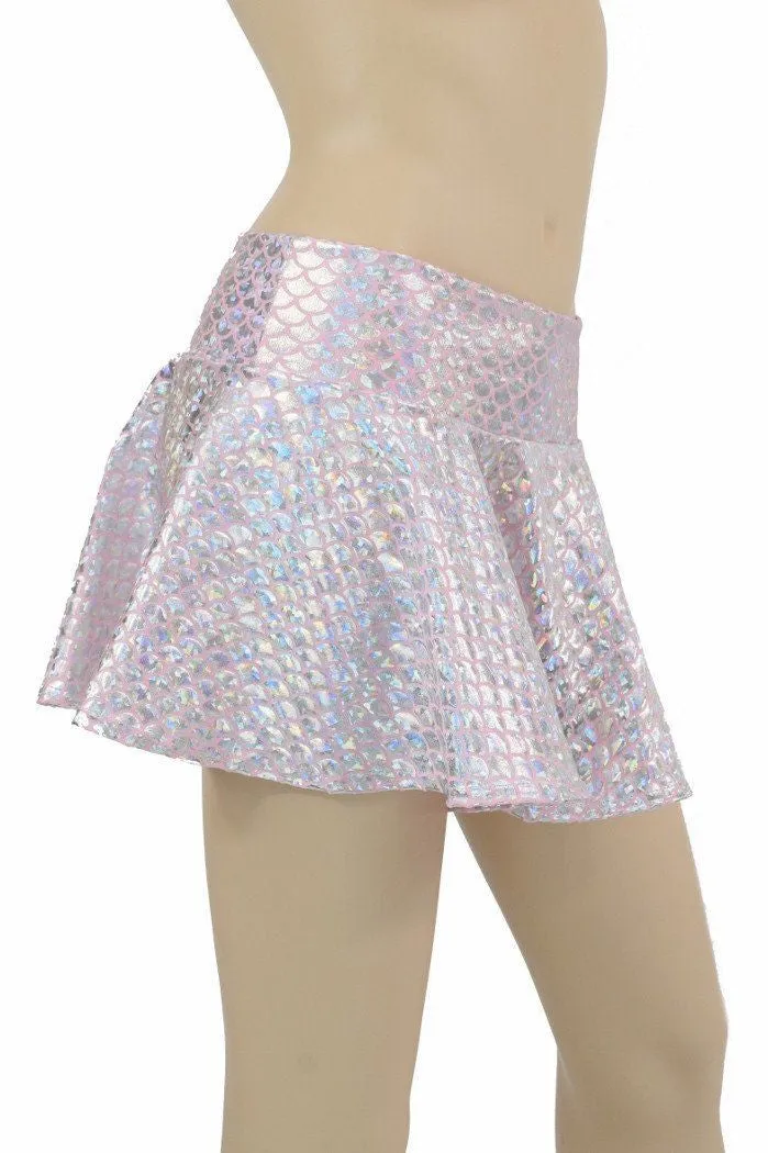 Baby Pink Mermaid Scale Rave Skirt