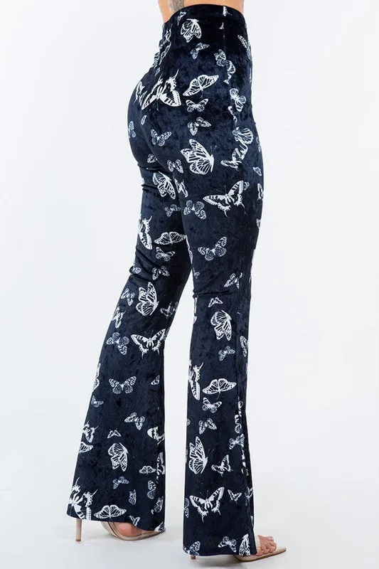 Bear Dance Butterfly Velvet Skinny Pants - Navy