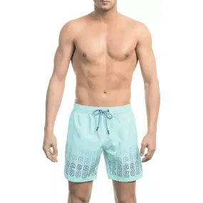 Bikkembergs Light Blue Polyester Men Swim Short