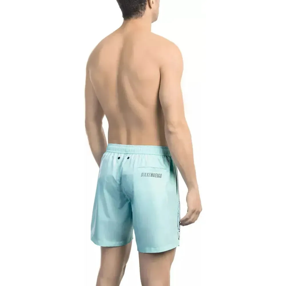 Bikkembergs Light Blue Polyester Men Swim Short