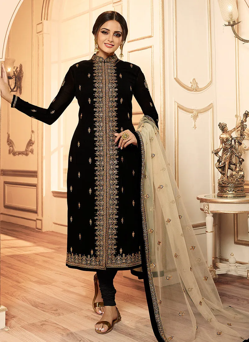 Black And Golden Wedding Lehenga Suit