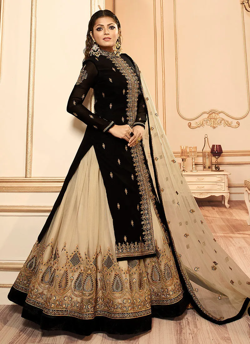 Black And Golden Wedding Lehenga Suit