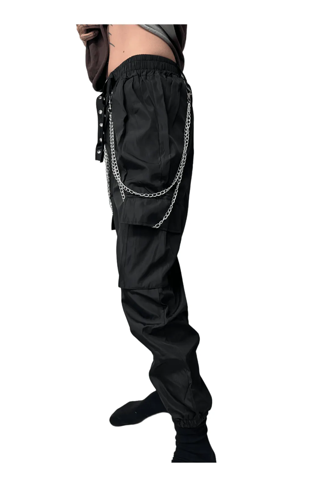 Black Utility Pants with Double Chains