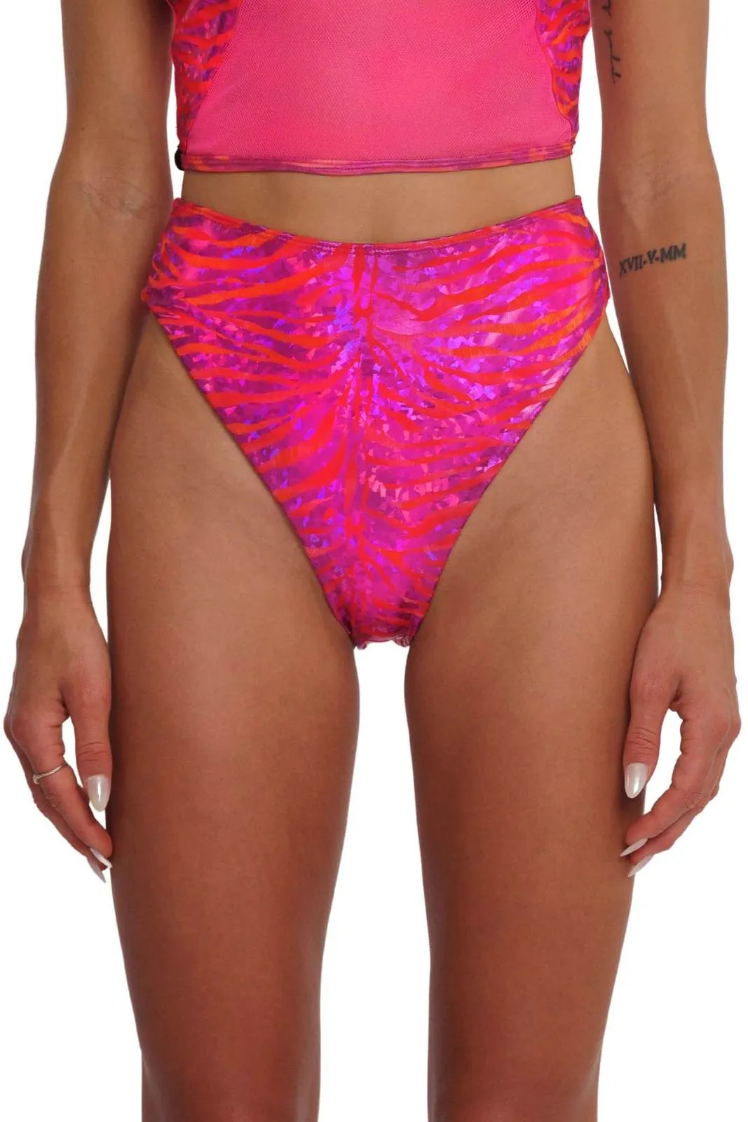 Bliss High Cut Pink Rave Bottoms - Cyber Tiger