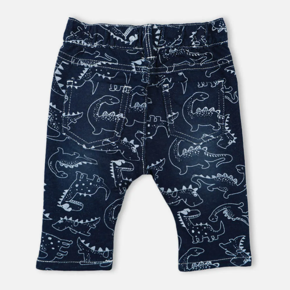 Blue Dinosaur Printed Trouser