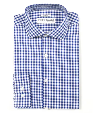 Blue Gingham Check Dress Shirt - Slim Fit