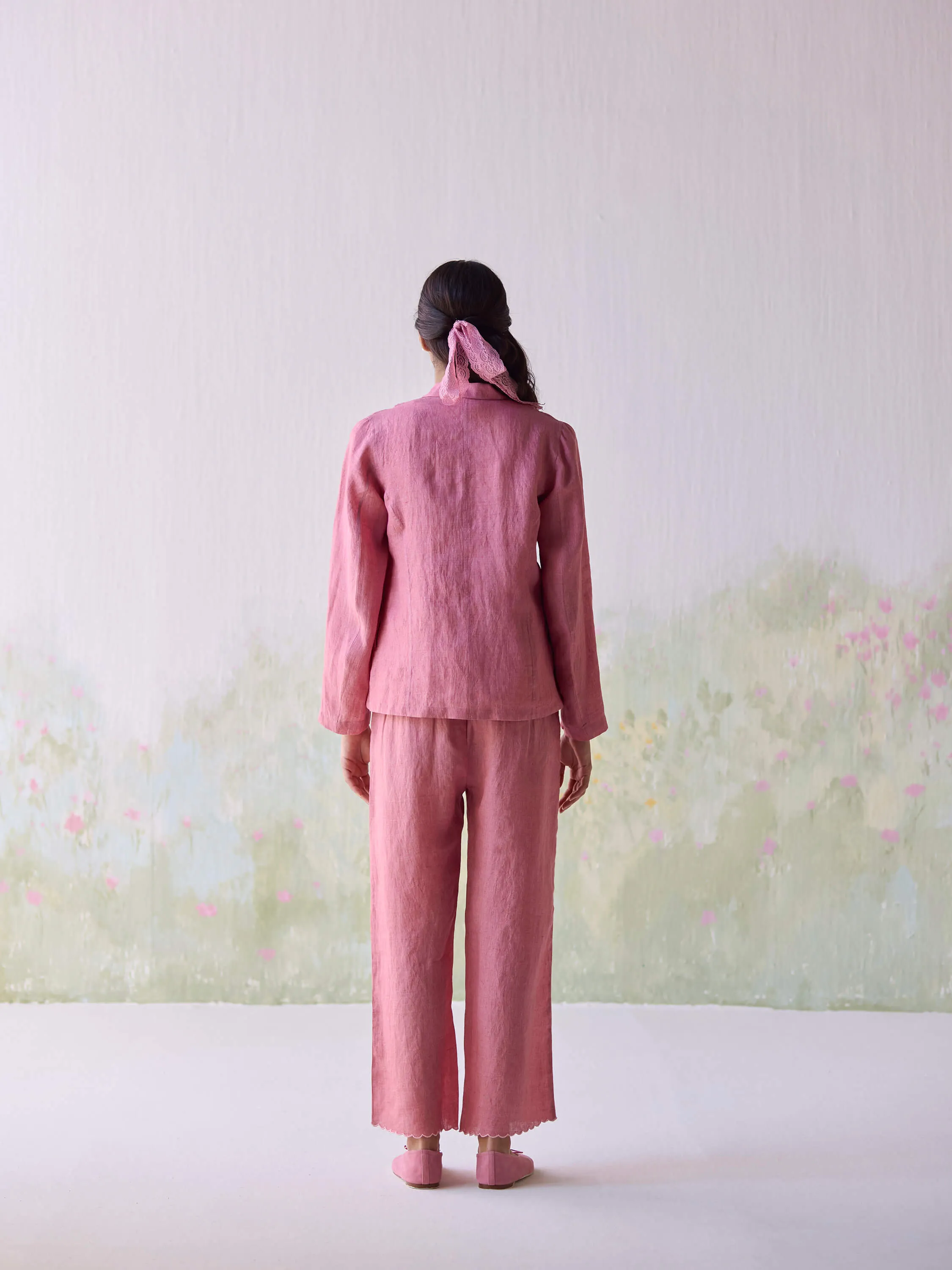 Blushing Blooms Linen Jacket