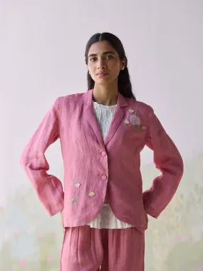 Blushing Blooms Linen Jacket