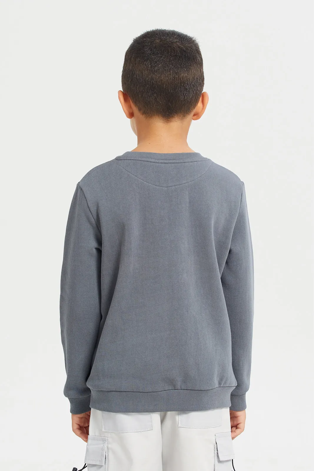 Boys Charcoal Sweatshirt With Mock Bag