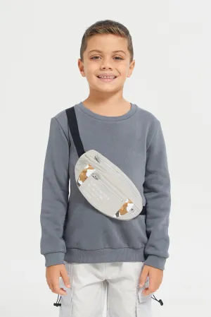 Boys Charcoal Sweatshirt With Mock Bag