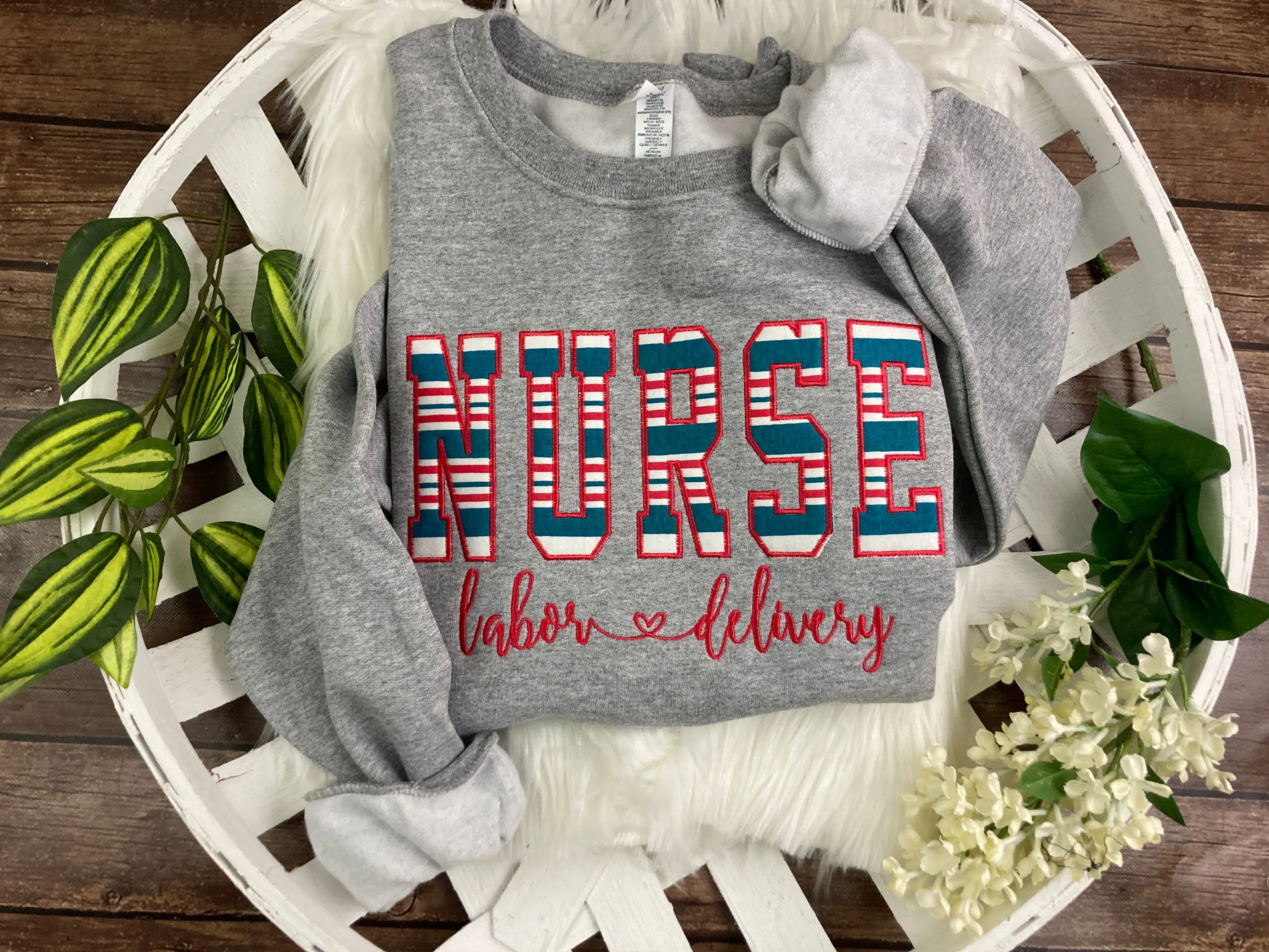 BULK ORDER of 10 or more - Nurse sweatshirt from Baby  - Hospital Blanket - Labor and Delivery RN NICU - Fabric Keepsake Sweatshirts - Applique