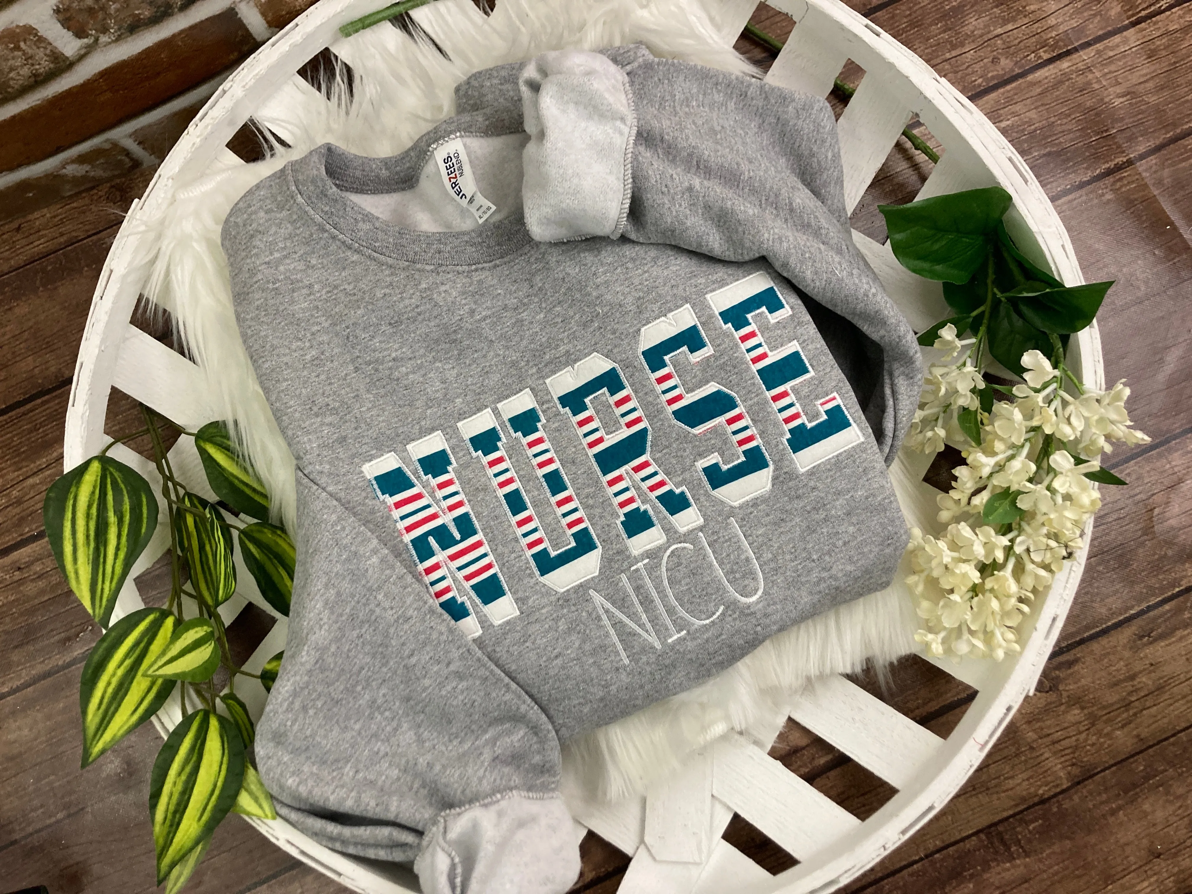 BULK ORDER of 10 or more - Nurse sweatshirt from Baby  - Hospital Blanket - Labor and Delivery RN NICU - Fabric Keepsake Sweatshirts - Applique