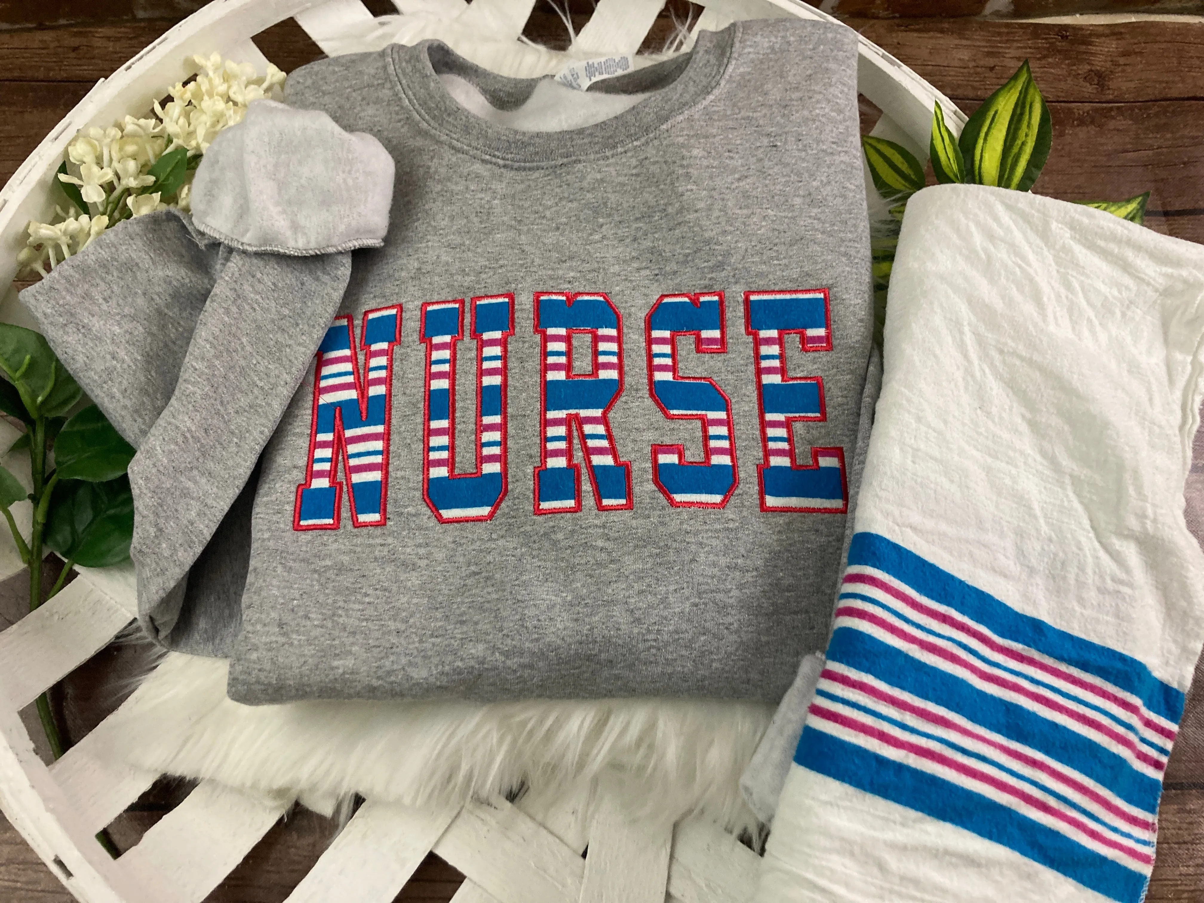 BULK ORDER of 10 or more - Nurse sweatshirt from Baby  - Hospital Blanket - Labor and Delivery RN NICU - Fabric Keepsake Sweatshirts - Applique