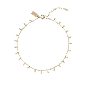 Chain Anklet With Single Beads - PINK/GOLD