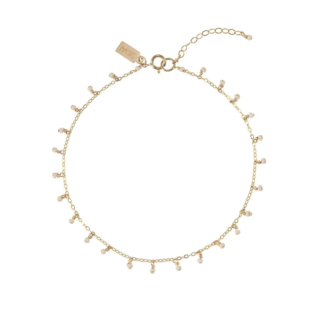 Chain Anklet With Single Beads - PINK/GOLD