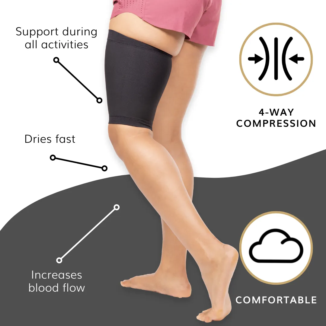 Compression Thigh Sleeve - Copper Leg Support for Torn Hamstring, Quad Strains, and Pulled Muscle Treatment