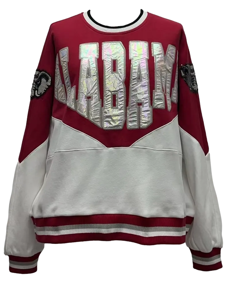 Crimson & White Two Tone Holographic 'Alabama' Sweatshirt- Women's