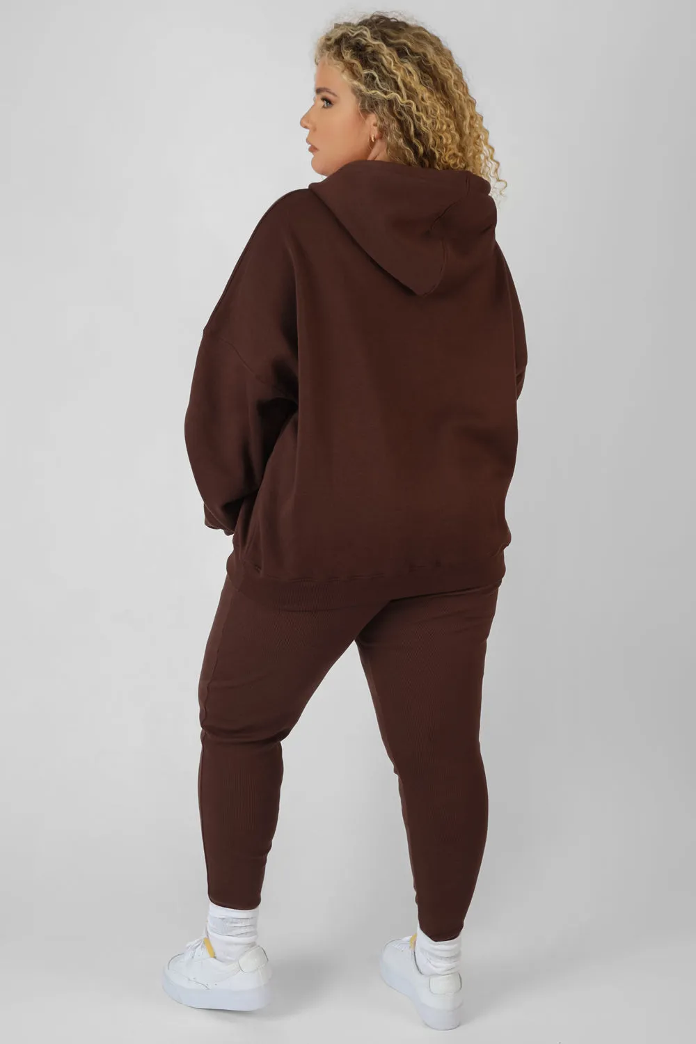 Curve Oversized Half Zip Pullover Hoody Chocolate