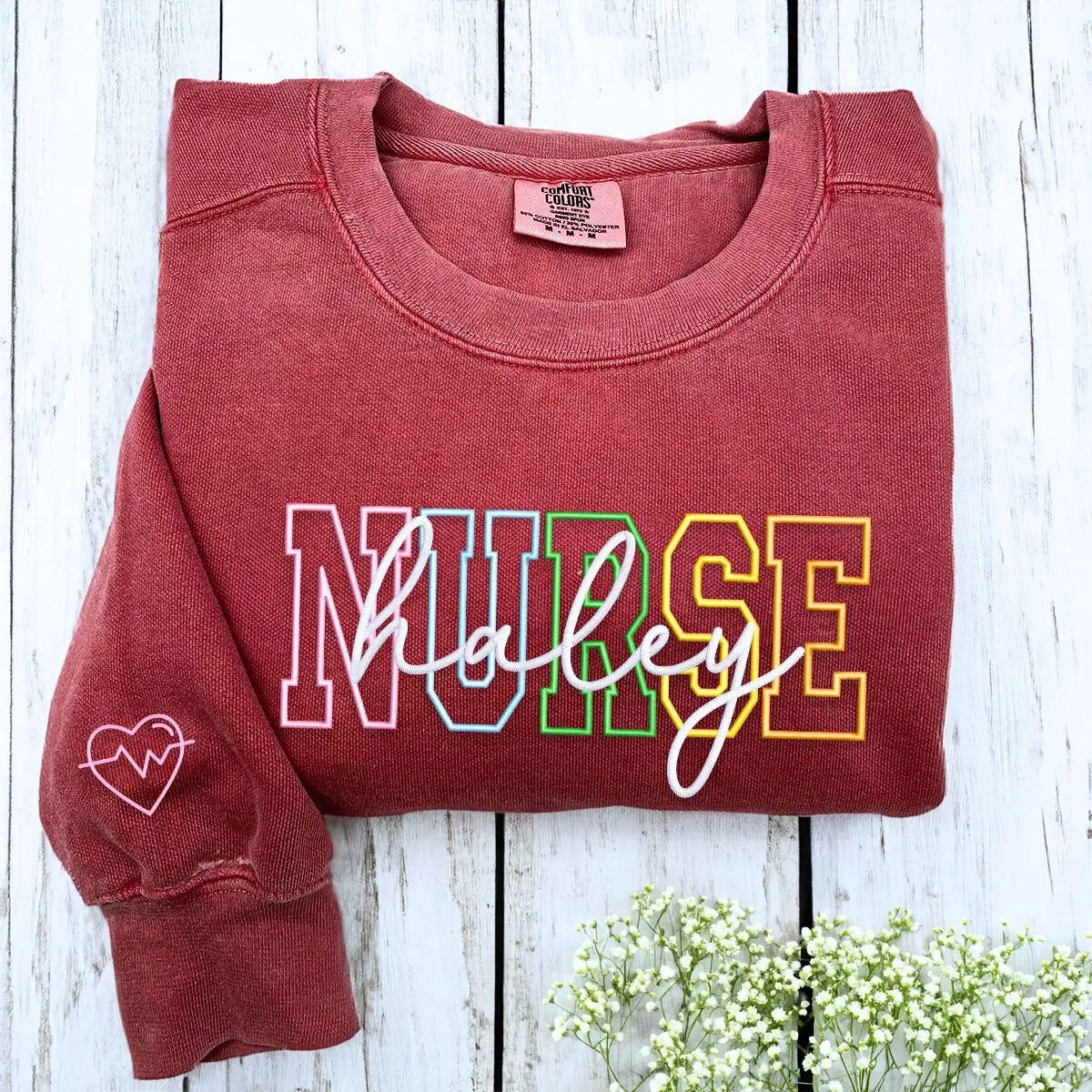 Custom Nurse Sweatshirt or Hoodie, Personalized Embroidered Gift For Nurse