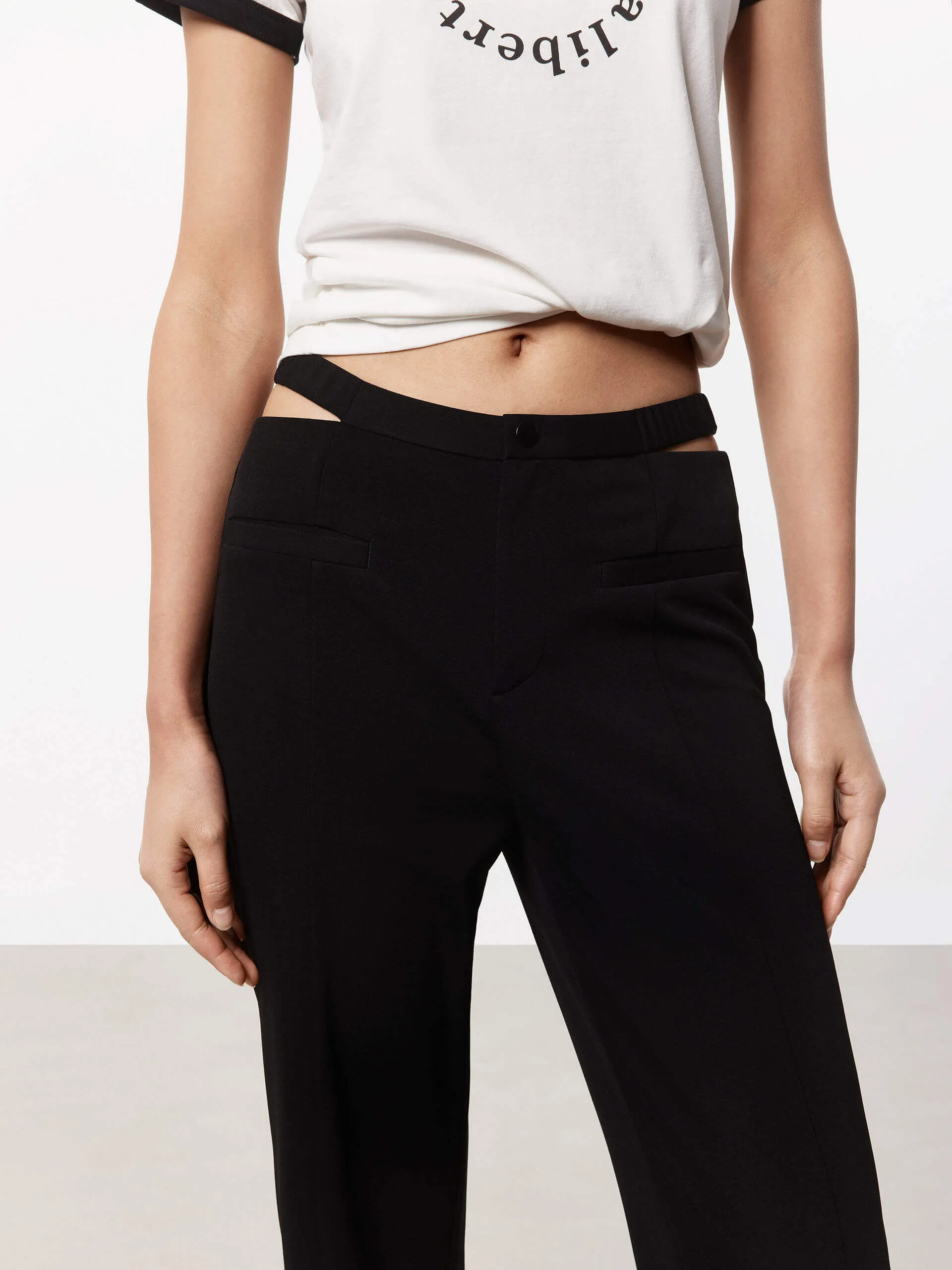 Cutout Waist Straight Pants