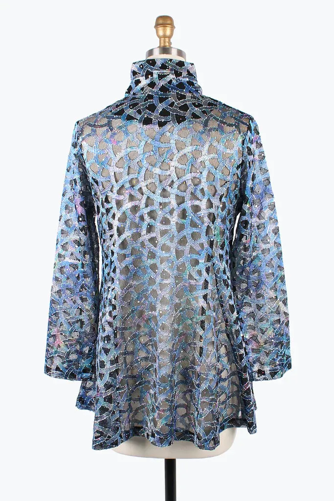 Damee Holographic Scale Mesh Flare Jacket 300-BLU BESTSELLER