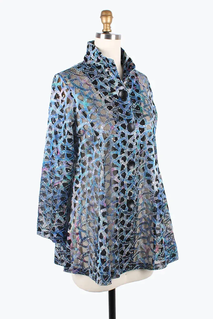 Damee Holographic Scale Mesh Flare Jacket 300-BLU BESTSELLER