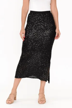 Dazzle Black Sequin Skirt