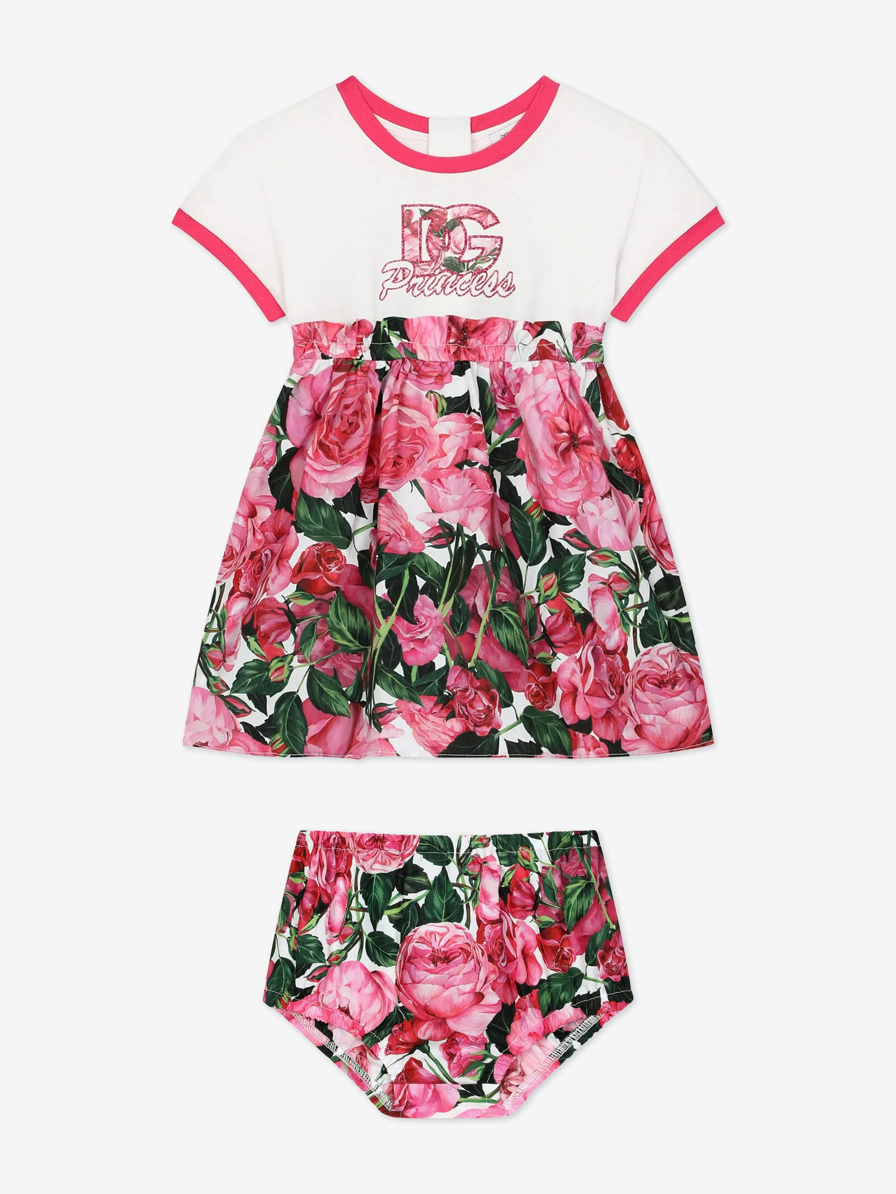 Dolce & Gabbana Baby Girls DG Rose Jersey Dress in Pink