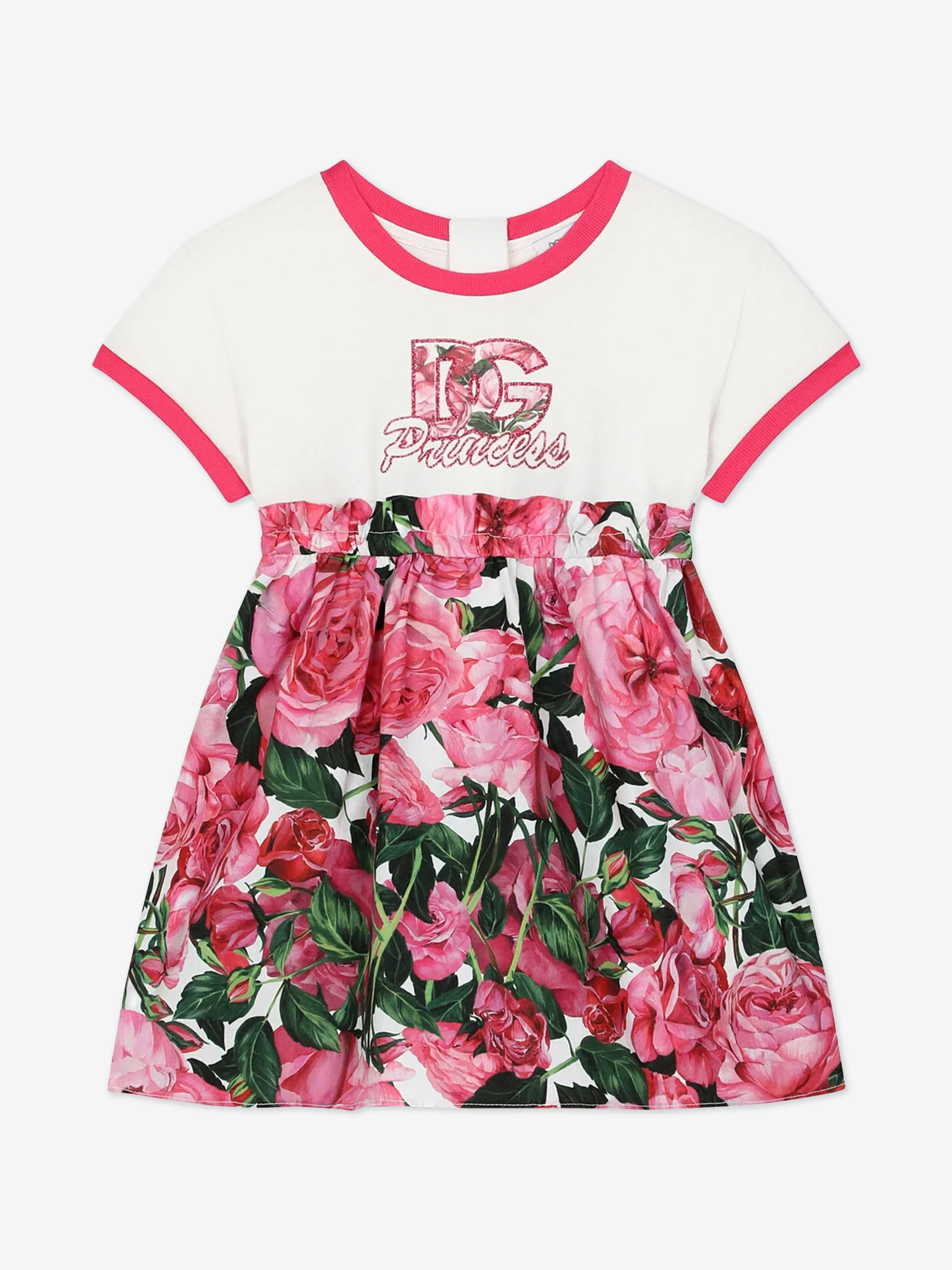 Dolce & Gabbana Baby Girls DG Rose Jersey Dress in Pink