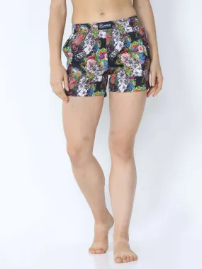 Ebony Black Floral Printed Boxer