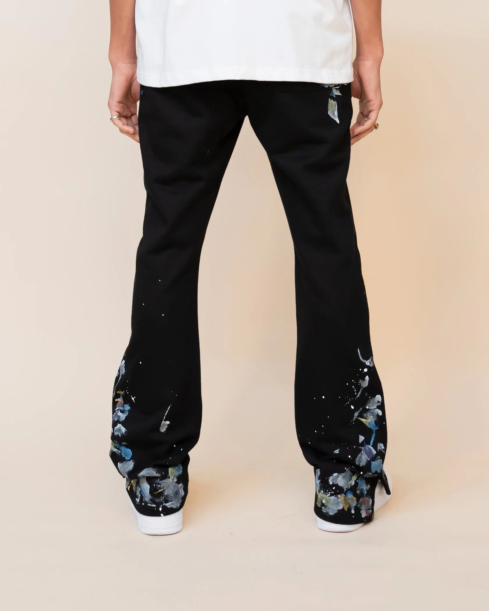 EPTM PAINT SNAP FLARED PANTS - BLACK